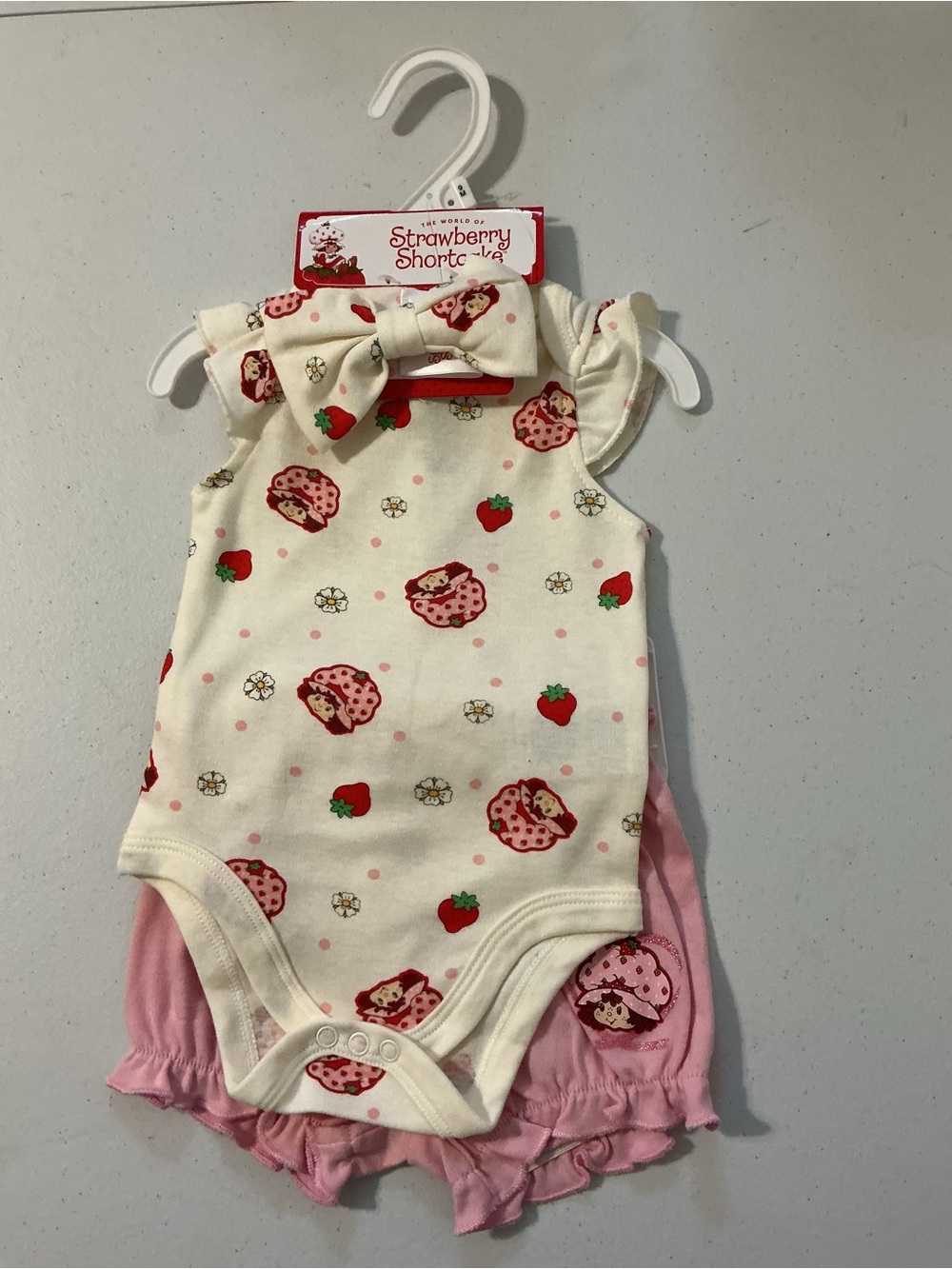 Cream & Pink Baby Bodysuit Set